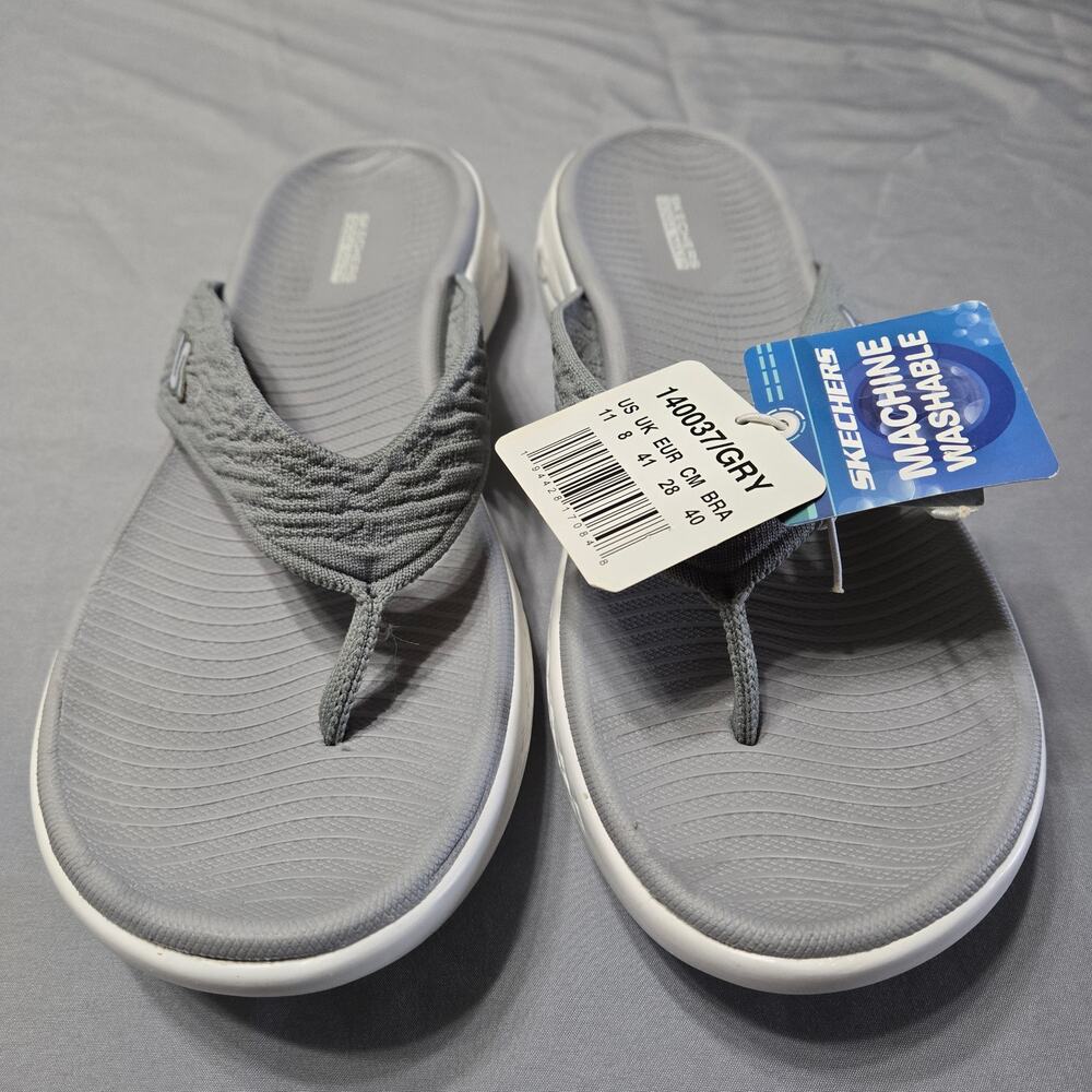 Skechers Sz 11 Men's On-The-GO 600 Sunny Gray Thong Flip Flop Sandals